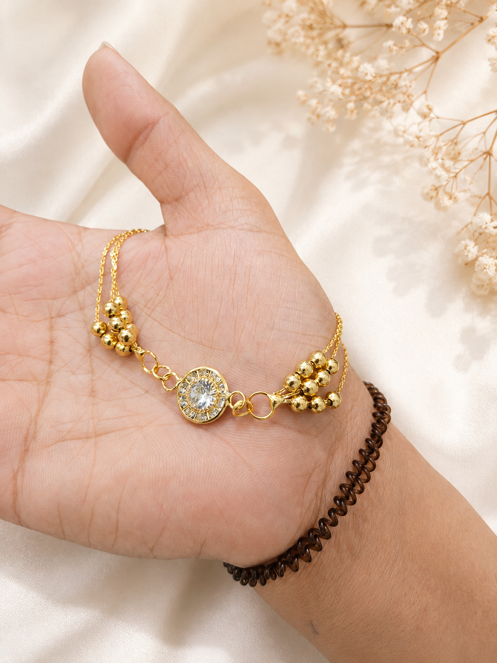 Golden cryral Charm rakhi